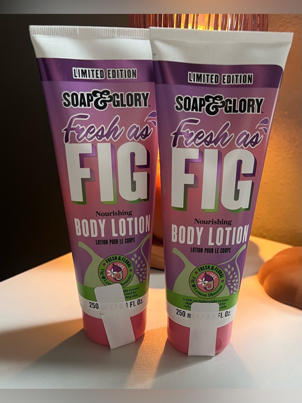 Soap & Glory Limited Edition Fresh As Fig Body Lotion 2 Full Size 8.4 oz Tubes